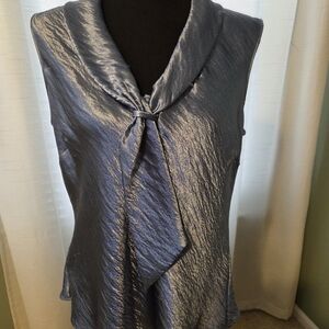 Tahari Shimmering Blue Sleeveless Blouse